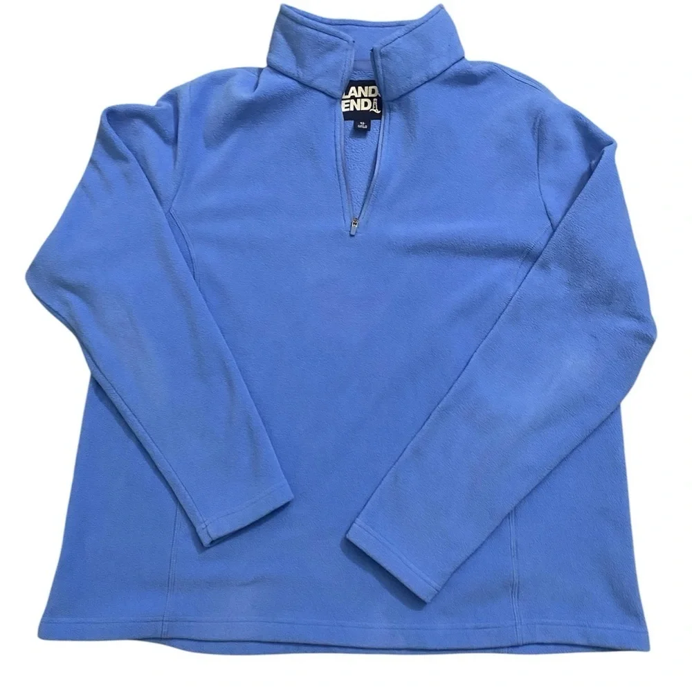 Lands' End Men's Zip-Up Blue Sweater